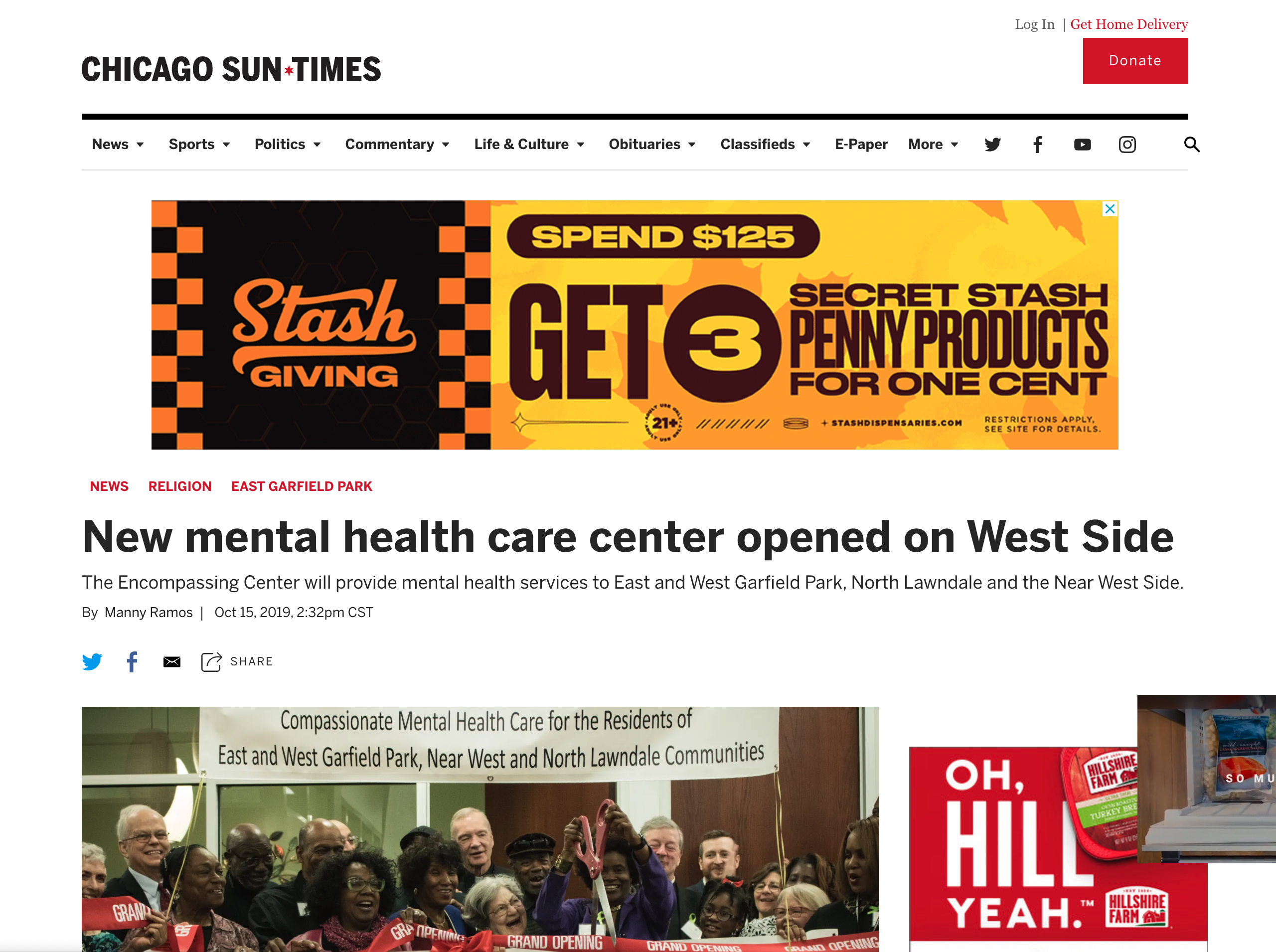Chicago Sun Times article screenshot